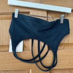 Beyond Yoga, NWT, blue heather rib sports bra, size M
